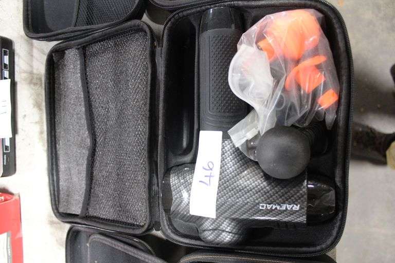 Raemac Percussion Massage Gun With Various Attachments In Case