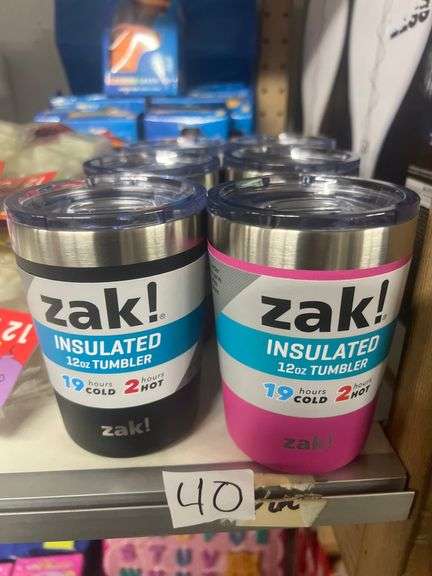 ZAK INSULATED 12OZ TUMBLER 19HRS COLD 2HRS HOT IN COLORS PINK, BLACK, AND TEAL