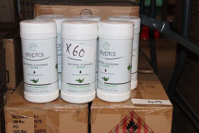 Brand new Elyptol Natural Cleansing Sanitizing Wipes, Eucalyptus Scent, Each container contains 65 Wipes