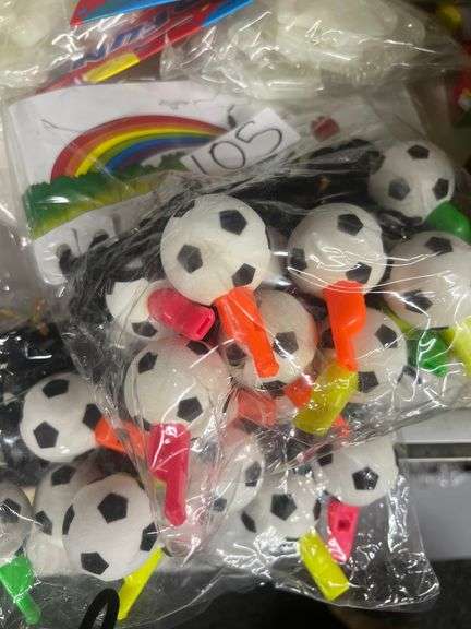 SOCCER BALL THEMED NECKLACE WITH WHISTLE 12per pack