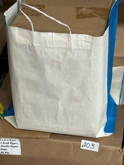 WHITE / BLUE KRAFT PAPER WITH TWISTED HANDLE 13" x 6" x 15.75" ABOUT 120 IN CASE