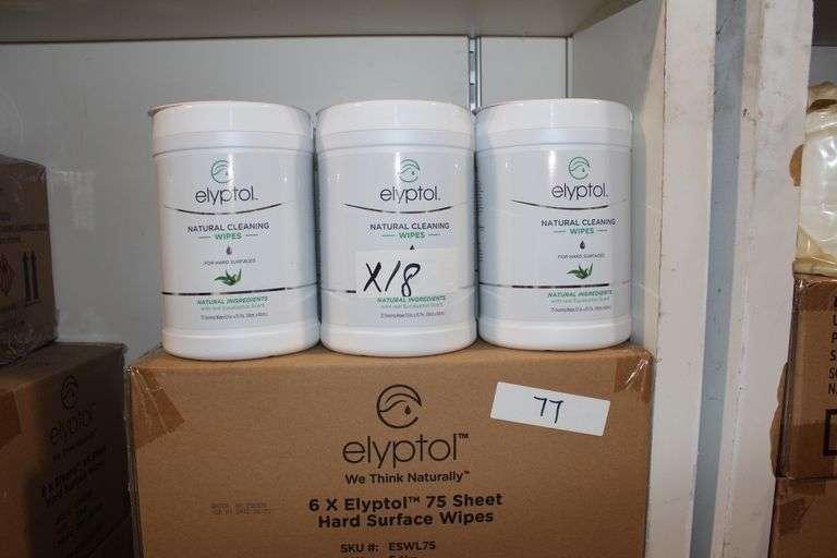 Elyptol Eswl75 Natural Cleaning Wipes For Hard Surfaces With Real Eucalyptus Scent 75 Wipes Per Container Each 5.5"X15.7"