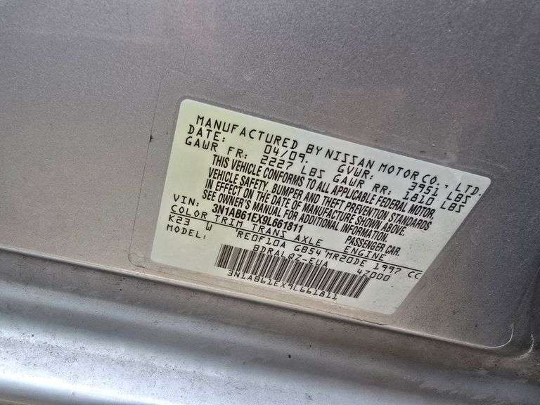 2009 NISSAN SENTRA NO KEY HAS TITLE