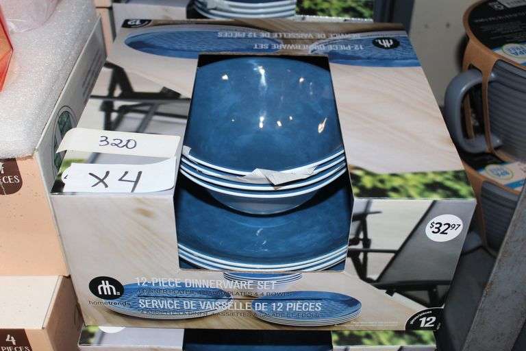 Brand new HomeTrends 12-piece dinnerware set with 4 dinner plates, 4 salad plates and 4 bowls, retails at $33 each