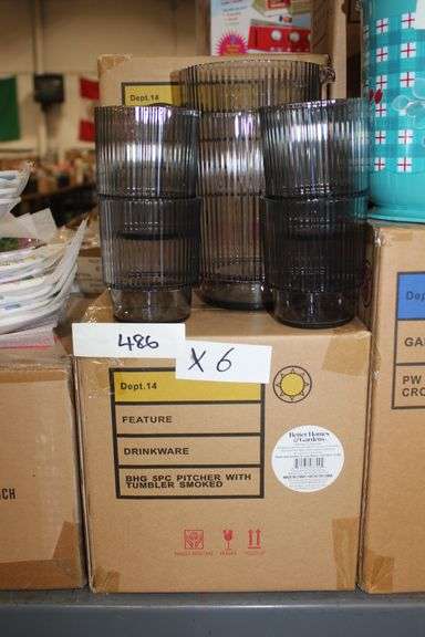 Brand new Better Home & Gardens 5 pc Pitcher with Tumbler Smoked Design