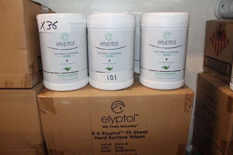 Elyptol Eswbb1K Multi-Purpose Cleaning Wipes For Hard Surfaces With Real Eucalyptus Scent 1000 Sheets Each Approx 5.5"Sq