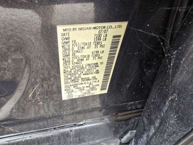 2008 NISSAN ARMADA HAS KEY HAS TITLE RUNS