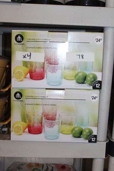 Brand new HomeTrends 12-piece acrylic drinkware set, includes 6 highballs & 6 lowballs, retails at $25