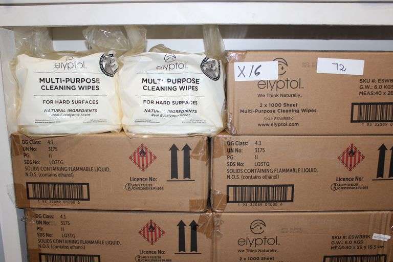 Elyptol Eswbb1K Multi-Purpose Cleaning Wipes For Hard Surfaces With Real Eucalyptus Scent 1000 Sheets Each Approx 5.5"Sq