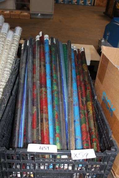 Assorted BRAND NEW Christmas themed wrapping paper, lot contains 63 rolls, lot sold by the rolls, dims 2 " x 60"