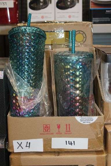 Brand new Mainstays 4 pk 26 OZ Glossy Tumbler BPA Free, Set sold by the SET, lot contains 4 sets