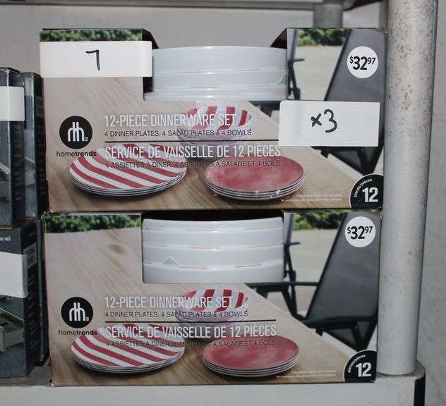 Brand new HomeTrends 12-piece dinnerware set, comes in 4 dinner plates, 4 salad plates, & 4 bowls , retails at $33