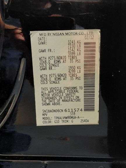 2012 NISSAN ARMADA HAS KEY HAS TITLE RUNS&DRIVES