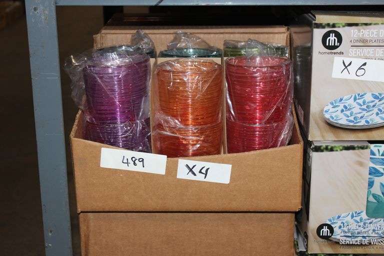 Assorted Brand New Acryllic Glossed Tumbler Cups in assorted sizes, lot sold per case, each case contains 12 cups