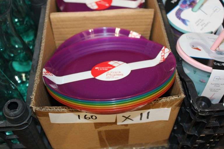 Brand new Everyday Living 6 pack Plates (7.25 in in diameter), each pack contains 6 plates and comes in assorted colors, lot contains 11 sets