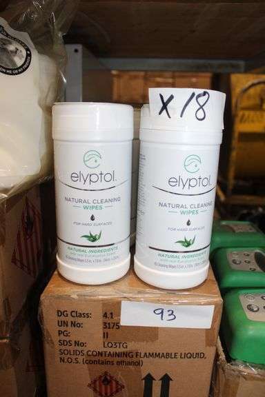 Elyptol Esw065 Natural Cleaning Wipes For Hard Surfaces With Real Eucalyptus Scent 65 Wipes Per Container Each 5.5"X7.8"