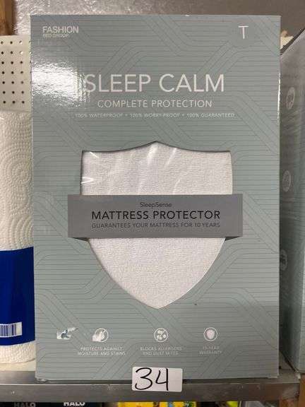 FASHION BED GROUP SLEEP CALM SLEEPSENSE MATTRESS PROTECTOR TWIN SIZE 100% WATERPROOF