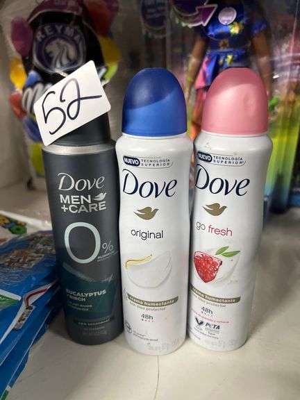 DOVE DEODORANT SPRAY INCLUDING GO FRESH & ORIGINAL 48HR 150ML AND DOVE MEN+CARE 0% ALUMINUM EUCALYPTUS AND BIRCH 48HR