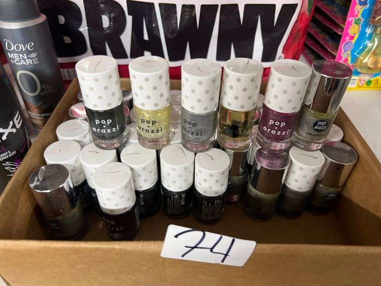 POPARAZZI 0.37OZ NAIL PRODUCTS INCLUDING HOLOGRAPHIC TOP COAT, GREY HAZE CHROME , COSMIC GLITTER ECT