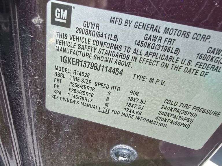 2008 GMC ACADIA VIN# 1GKER13798J114454 HAS KEY HAS TITLE RUNS AN DRIVES SEE DESCRIPTION