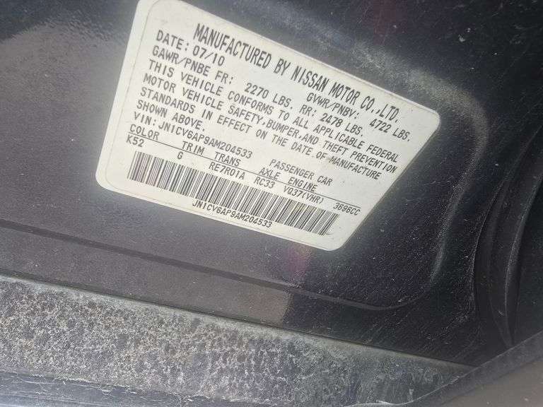 2010 INFINITI G37 VIN# JN1CV6AP9AM204533 NO KEY HAS TITLE SEE DESCRIPTION