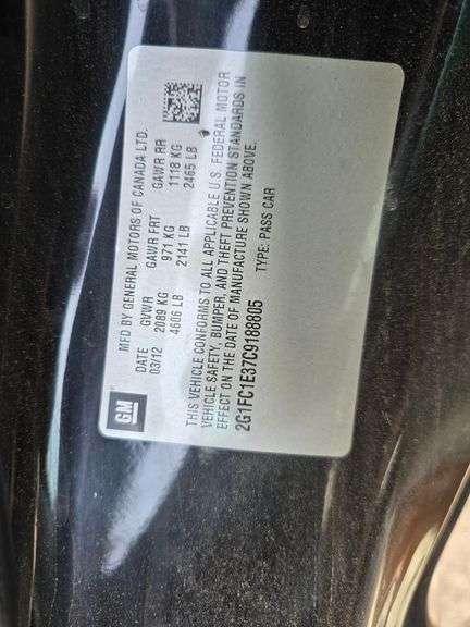 2012 CHEVY CAMARO VIN# 2G1FC1E37C9188805 HAS KEY HAS TITLE RUNS AN DRIVES SEE DESCRIPTION