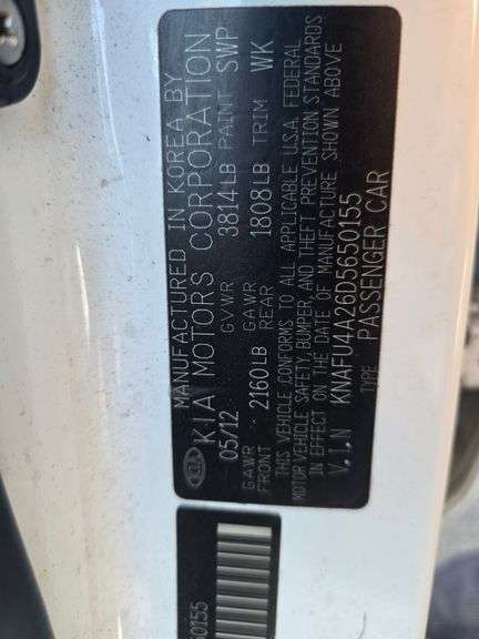 2013 KIA FORTE VIN# KNAFU4A26D5650155 NO KEY HAS TITLE SEE DESCRIPTION