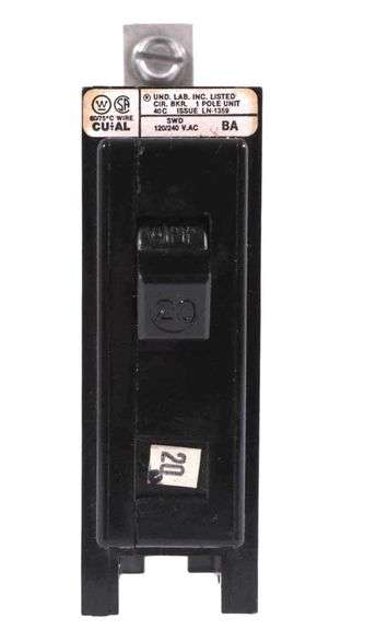 USED - Lot of 121 Westinghouse BAB1020 Breaker 20A 120/240V 1P 10kA