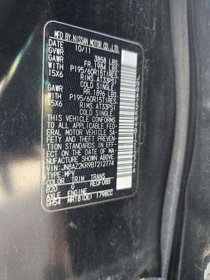 2011 NISSAN CUBE VIN# JN8AZ2KR9BT212774 HAS KEY HAS TITLE RUNS AN DRIVES SEE DESCRIPTION