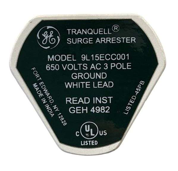 USED - General Electric 9L15ECC001 Tranquell Surge Arrester 650V 3P 4W White Ground