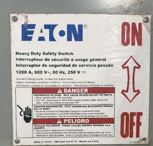 NEW - Eaton DH368FRK Heavy Duty Safety Switch 1200A 600V 3P NEMA 3R Class L W/O Neutral