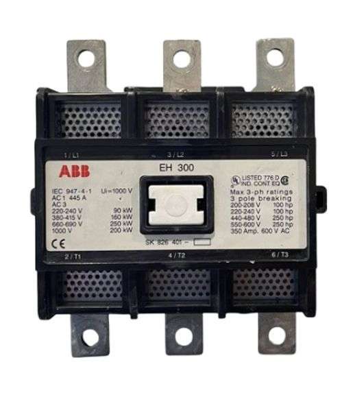 USED - ABB EH 300 Contactor 350A 600V 3P 3PH Coil: 24V W/ Auxiliary
