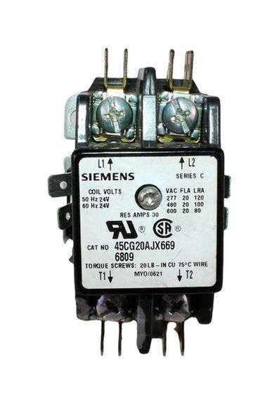 USED - Siemens 45CG20AJX669 Contactor 30A 600V Coil 2P