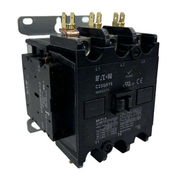 NEW - Eaton C25GNY8 Definite Purpose Contactor w/ Auxiliary Switch 90A 600V 110-120VAC 3P