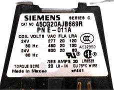 USED - Siemens 45CG20AJB669R Contactor 20A 600V Coil