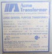 USED - ACME T-2A-53315-3S Transformer 112.5kVA PV:480 SV:208Y/120 3PH