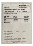 USED - Eaton SBSC163HEA Magnum SB Breaker 1600A 600V 3P 85kA 50/60Hz Insulated Case