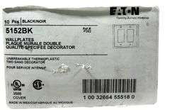 NEW - Box of 10 Eaton 5152BK Wall Plate 2-Gang Nylon
