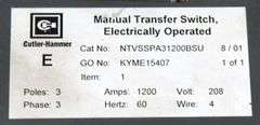 USED - Cutler-Hammer SPBN Switch 1200A 600V 3 Pole, 35kVA