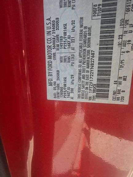 2000 FORD F150 VIN# 1FTZF1722YNB27687 NO KEY HAS TITLE SEE DESCRIPTION