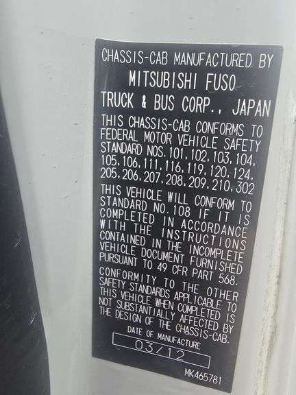 2013 FUSO BOXTRUCK VIN# JL6CRK1A2DK000783 NO KEY HAS TITLE SEE DESCRIPTION