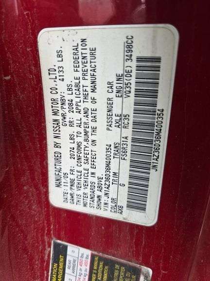 2006 NISSAN 350Z VIN# JN1AZ36D36M400354 HAS KEY HAS TITLE RUNS AN DRIVES SEE DESCRIPTION