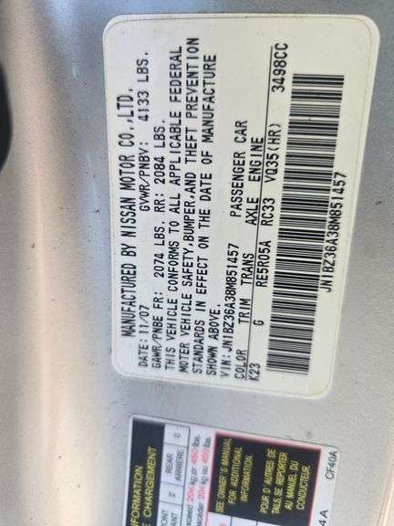 2008 NISSAN 350Z VIN# JN1BZ36A38M851457 HAS KEY HAS TITLE RUNS AN DRIVES SEE DESCRIPTION