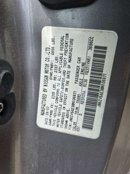 2008 INFINITI G37 VIN# JNKCV64E38M106971 HAS KEY HAS TITLE RUNS AN DRIVES SEE DESCRIPTION