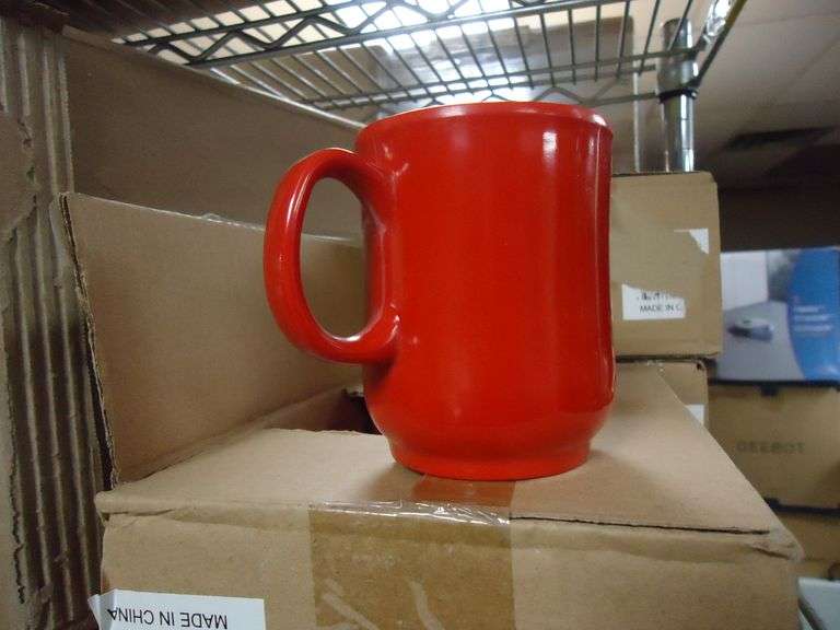 NEW! SET OF 6 80Z BULBOUS MUG IN RED