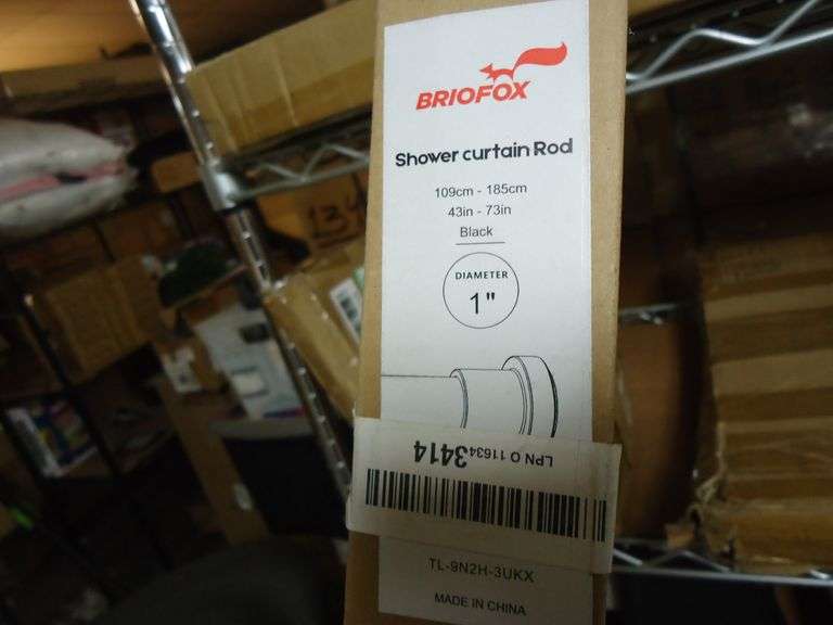 NEW! BRIOFOX BLACK SHOWER CURTAIN ROD. 43-73"