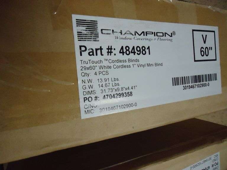 NEW! CHAMPION TRUTOUCH 29X60 WHITE CORDLESS 1" MINI BLINDS