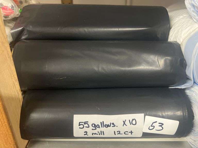 55 GALLON 2MIL HEAVY DUTY BLACK TRASH BAGS WITH 12 PER ROLL