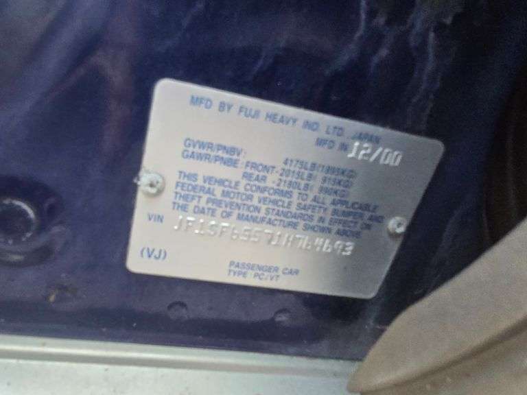 2001 SUBARU FOERESTER NO KEY HAS TITLE