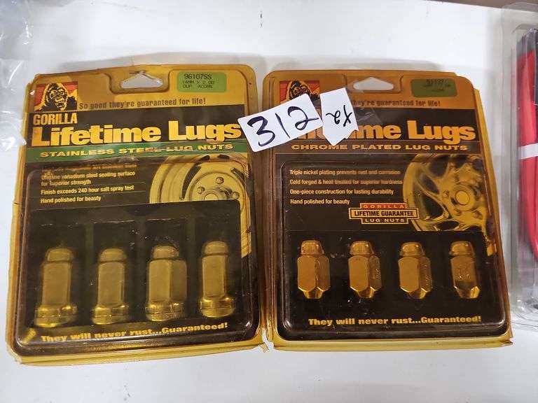 GORILLA LIFETIME LUG NUTS INCLUDING STAINLESS STEEL 14MM X 2.00 DUP. ACORN 96107SS AND CHROME PLATED 12MM X 1.50 ACORN 51137